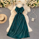 Sexy A line spaghetti straps sage green summer dress women's dress HZ1022