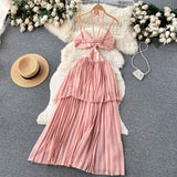 Sexy A line Sleeveless Pink Summer Holiday Dress HZ1022