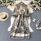 Cute long sleeves lace dress women's dress HZ1022
