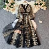 Cute embroidery floral dress women's dress HZ1022