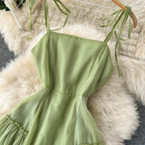 Cute A line Sleeveless Backless Mint Green Summer Holiday Dress HZ1022