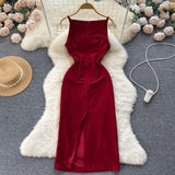 Sexy Silk Satin Dress Summer Women Holiday Dress HZ1022