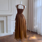 Qtevry Temperament Showy Dress Elegant Summer New Holiday Gentle Dress French Sleeveless Waist-Long Woman 69282