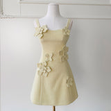 Qtevry Retro Handmade Three-Dimensional Flower Square Skirt Gentle Wind Reduction Coarse Flowers, Hanging Dress 69478