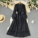 simple long sleeves chiffon summer women's dress HZ1022