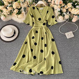 vintage short sleeves summer women's dress HZ1022