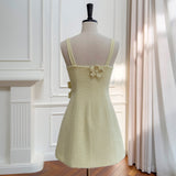 Qtevry Retro Handmade Three-Dimensional Flower Square Skirt Gentle Wind Reduction Coarse Flowers, Hanging Dress 69478