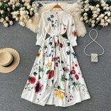 simple 3/4 sleeves summer women's dress HZ1022