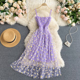 Cute spaghetti straps floral dress women's dress HZ1022