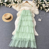 Sexy Straps Tulle Mint Green Dress Women Holiday Dress HZ1022