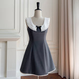 Qtevry Purchase Price] Lace Round Collar Age Conservative Belly-Covered Dress With Skinny Girl Bow Dress 69242