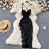 Sexy spaghetti straps summer lace high low dress women's dress HZ1022
