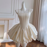 Qtevry Light Luxury Collar Small Dress Dress Dress Princess Fish Bone High-Waisted Slings Fluffy Skirt A Skirt 69239