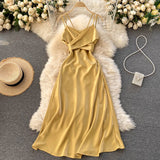 Sexy A line spaghetti straps sage green summer dress women's dress HZ1022
