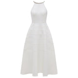 Qtevry Price] Lila White Temperament Hanging Neck Sleeveless High-Rise Thin Temperament Dress Dress 67430