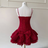Qtevry Red Sling Dress Sexy Waists Thin Ballet Princess Ponpony Birthday Dress Girl 69515