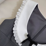 Qtevry Purchase Price] Lace Round Collar Age Conservative Belly-Covered Dress With Skinny Girl Bow Dress 69242