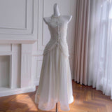 Qtevry Pavilion Lila 2025 Summer New Rice White Sleeveless Waistless Temperament Long Dress Dress Dress Woman 69074