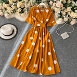 vintage short sleeves summer women's dress HZ1022