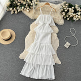 cute summer women's sweet chiffon suspender dress with ruffles HZ1022