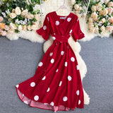 vintage short sleeves summer women's dress HZ1022
