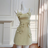 Qtevry Retro Handmade Three-Dimensional Flower Square Skirt Gentle Wind Reduction Coarse Flowers, Hanging Dress 69478