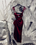 Modest Mermaid Burgundy Prom Dresses 21th Birthday Outfit HZ1022