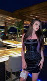 Simple Sheath Straps Neckline Black Birthday Dresses Birthday Outfits HZ1022