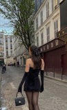 Simple Sheath Strapless 18th Birthday Dresses Black Velvet Birthday Outfits HZ1022