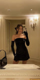 Simple Sheath Strapless 18th Birthday Dresses Black Velvet Birthday Outfits HZ1022