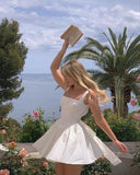 Simple Sheath White 18th Birthday Dresses Short Backless Birthday Outfits HZ1022