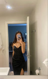 Modest Mermaid Black Slit Birthday Dresses 21th Birthday Outfits HZ1022