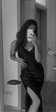 Modest Mermaid Straps Black Slit Birthday Dresses 21th Birthday Outfits HZ1022