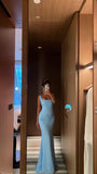 Sexy Mermaid Blue Long Prom Dress HZ1022