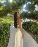 Sexy Mermaid Spaghetti Straps White Long Prom Dress HZ1022