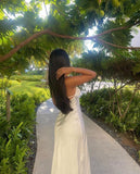 Sexy Mermaid Spaghetti Straps White Long Prom Dress HZ1022