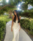 Sexy Mermaid Spaghetti Straps White Long Prom Dress HZ1022