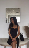 Simple A line Straps 18th Birthday Dresses Black Birthday Outfits HZ1022