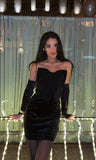 Simple Sheath Strapless 18th Birthday Dresses Black Birthday Outfits HZ1022