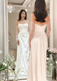 Vintage Mermaid Strapless Long Sleeves White Wedding Dresses HZ1022