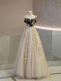 A line Straps Tulle Long Prom Dress Evening Dresses HZ1022