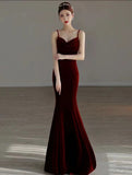 Sexy Mermaid Long Burgundy Prom Dress Evening Dresses HZ1022