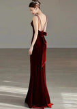 Sexy Mermaid Long Burgundy Prom Dress Evening Dresses HZ1022