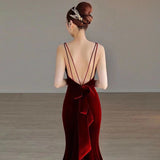 Sexy Mermaid Long Burgundy Prom Dress Evening Dresses HZ1022