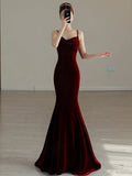 Sexy Mermaid Long Burgundy Prom Dress Evening Dresses HZ1022