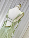 Sheath Spaghetti Straps Long Prom Dresses Mint Green Backless Prom Dress HZ1022