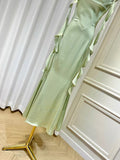 Sheath Spaghetti Straps Long Prom Dresses Mint Green Backless Prom Dress HZ1022