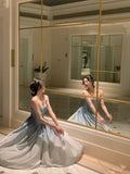 A line Straps Sequin Prom Dresses Formal Evening Dress HZ1022