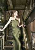 Mermaid Straps Satin Green Prom Dresses Formal Evening Dress HZ1022