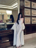 Mermaid Straps Sequin White Prom Dresses Formal Evening Dress HZ1022
